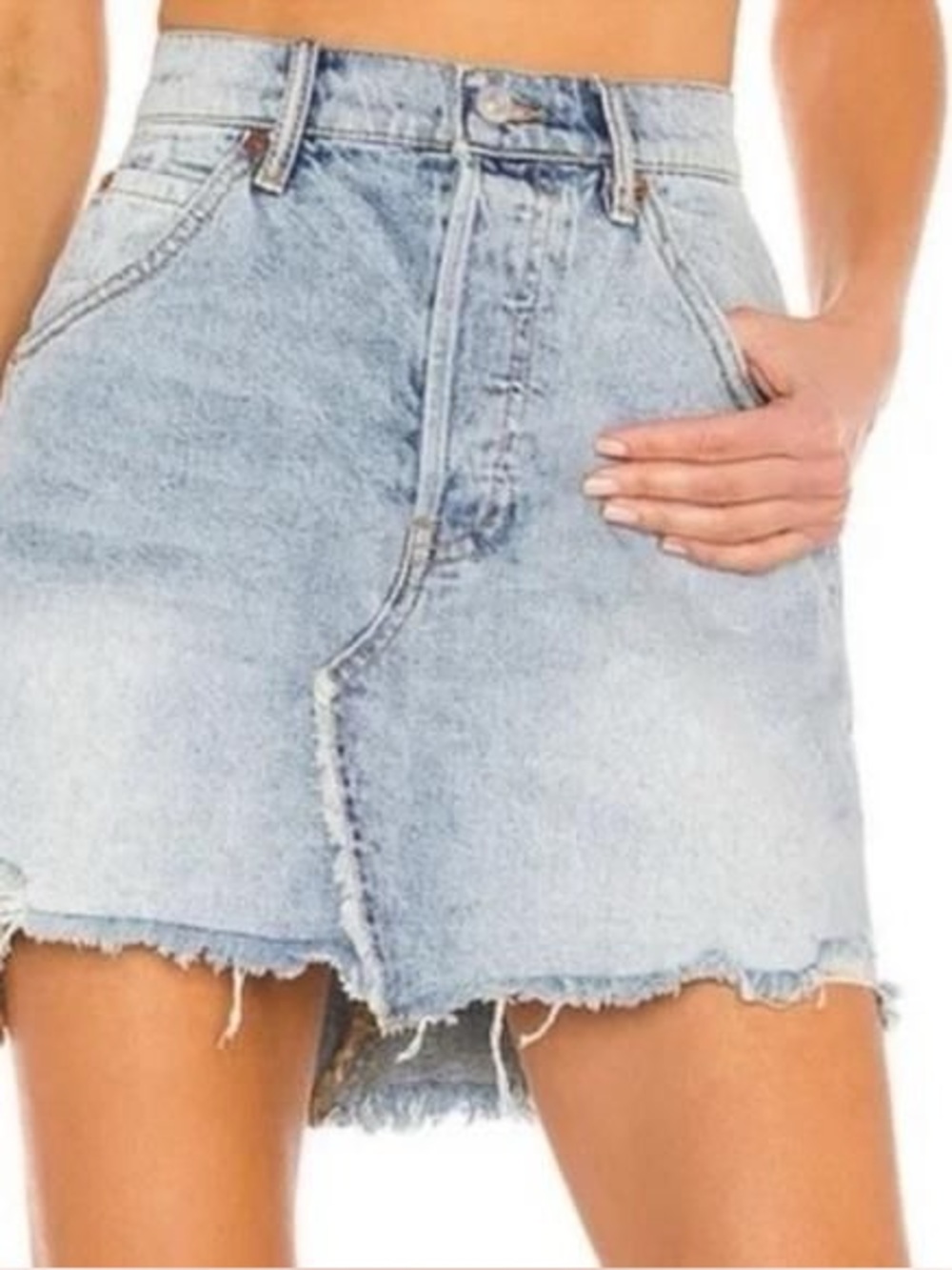 NWT‎ Free People brea cut off mile high blue Jean Skirt size 30